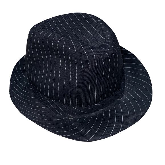 Black Pinstripe Fedora Hat for Kids Classic Gangster Style - Picture 1 of 5